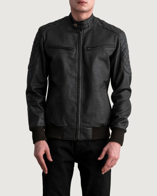 Brock Battered Brown Leather Bomber Jacket